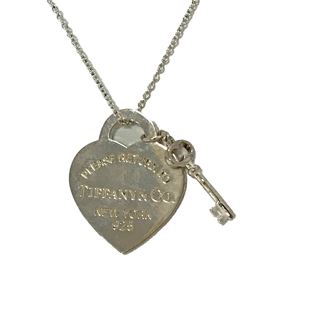 Tiffany Co Heart Key Necklace Sterling Silver long weighing bag card classic